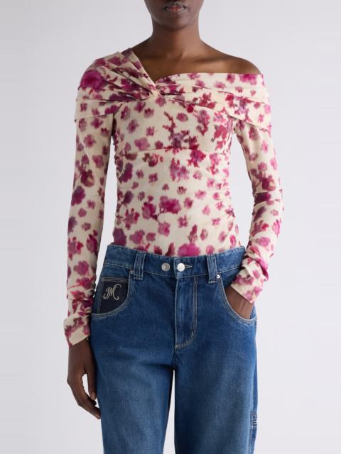 Isabel Marant Isabel Marant Danka Long Sleeve Stretch Silk Top in Pink at Nordstrom