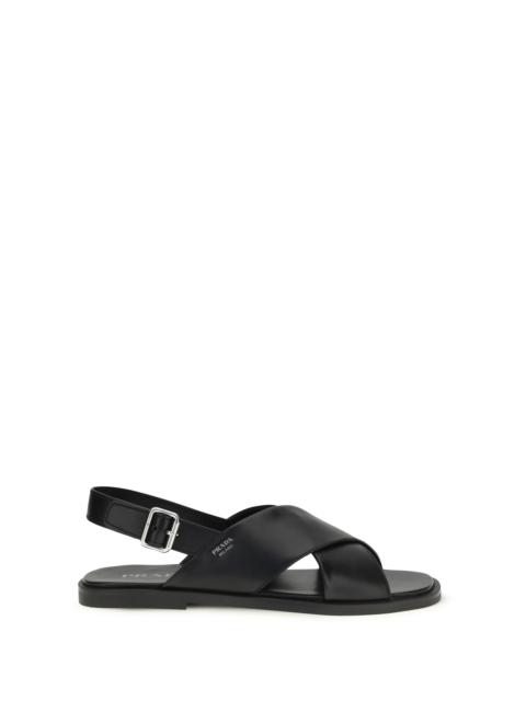 Prada Prada Saffiano Criss-cross Sandals Nero Men
