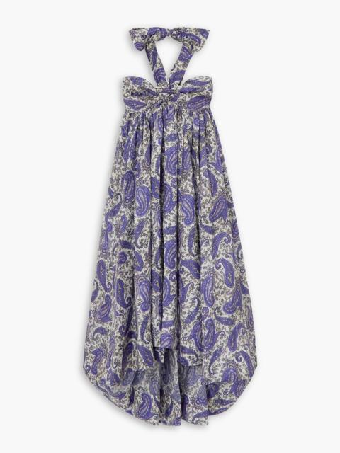 Zimmermann Devi pleated printed silk halterneck midi dress