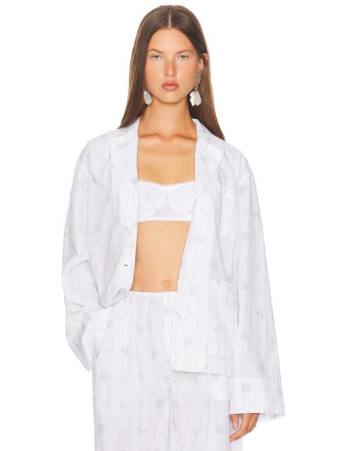 HELSA Pajama Top in Fleur Print Stripe