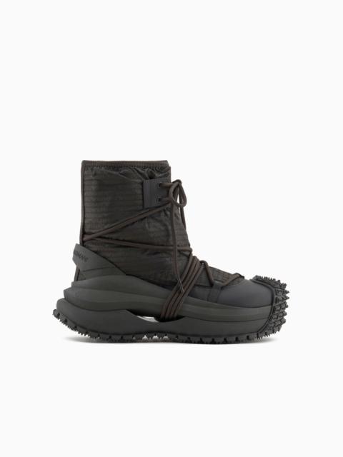 EMPORIO ARMANI NYLON ANKLE BOOTS WITH LOGO LETTERING AND DRAWSTRING