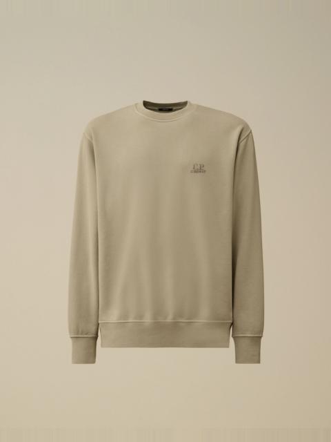 C.P. Company Brushed and Emerized Diagonal Fleece Crewneck Logo Sweatshirt