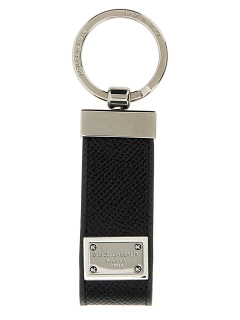 Dolce & Gabbana Logo Plaque Keyring Black