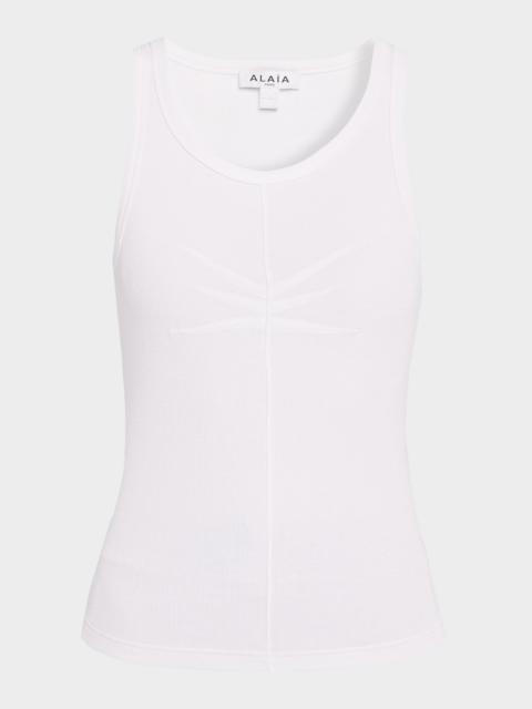 Alaïa Darts Stretch Cotton Tank Top