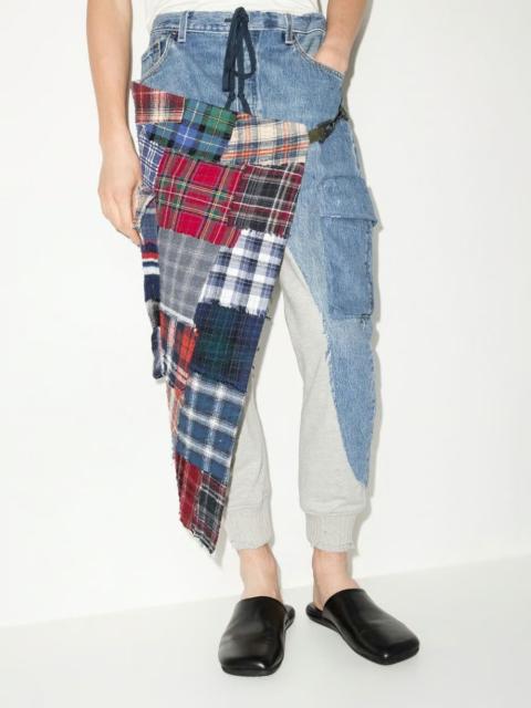 Greg Lauren Greg Lauren Plaid Stitchwork Denim Wrap Pant