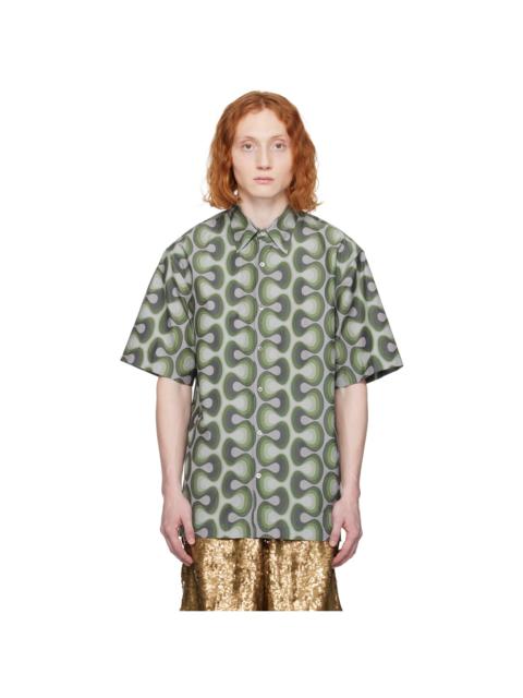 Dries Van Noten Green Printed Shirt