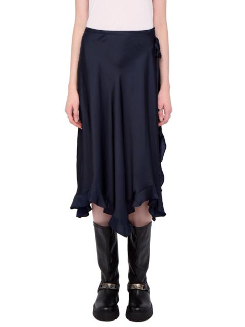 Zadig & Voltaire Zadig & Voltaire Jeto Satin Midi Skirt in Encre at Nordstrom