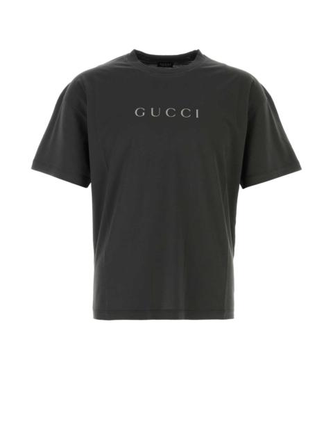 GUCCI Gucci Men Charcoal Cotton T-Shirt