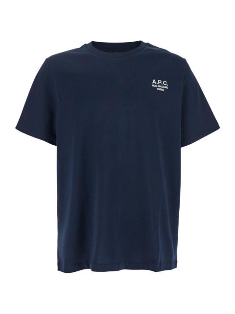 A.P.C. A.P.C. Women Blue Crewneck T-Shirt With Logo Embroidered On The Front In Cotton Woman