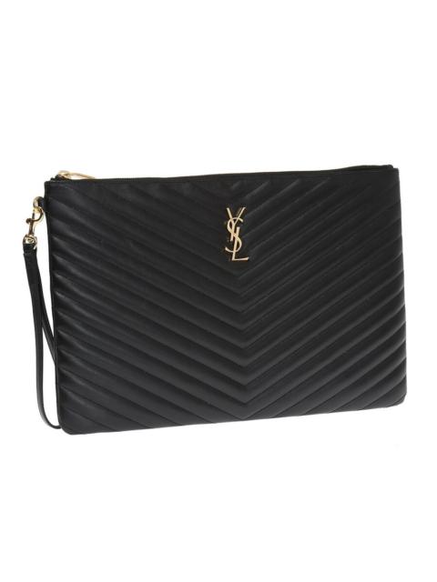 SAINT LAURENT Saint Laurent Ladies Black Monogram Quilted Document Holder