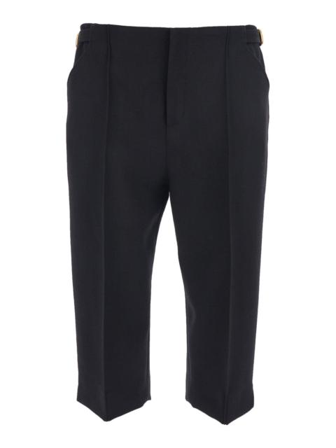 Chloé Chloé Women Black Bermuda Pants With Side Buckle Closure And Front Pences In Wool Woman