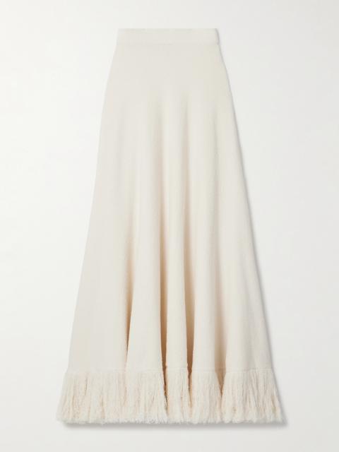 Bottega Veneta Fringed Cotton-blend Bouclé Maxi Skirt