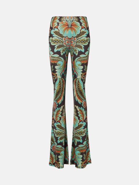 Printed crêpe jersey flared pants