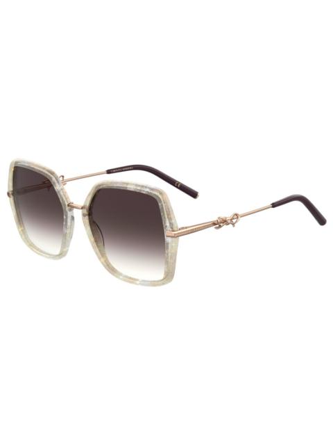 CAROLINA HERRERA Carolina Herrera Brown Pink Gradient Square Ladies Sunglasses HER 0217/S 0YNA/3X 58