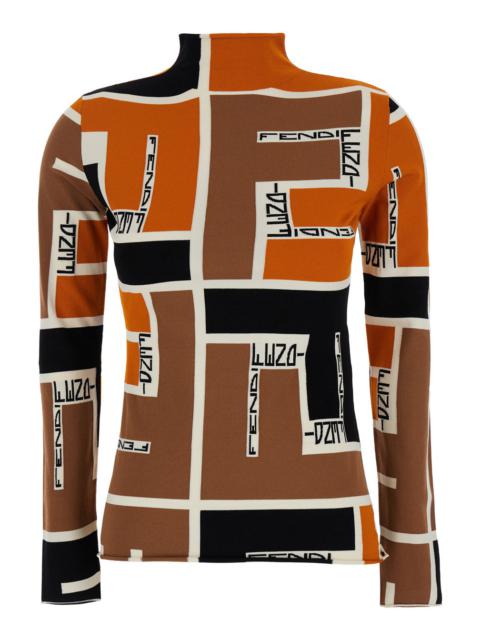 FENDI Fendi Women Orange Polo Neck Sweater In Viscose Blend Woman
