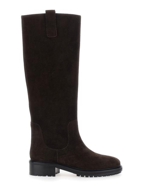 Aeyde Aeyde Women Henry Cow Suede Leather Moka With Suede And Brown Color Unisex