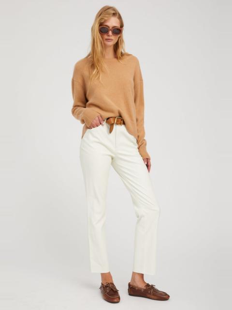 SPRWMN WHITE LEATHER 5 POCKET ANKLE SLIM STRAIGHT