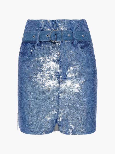 Other Designers Natou belted sequined woven mini skirt