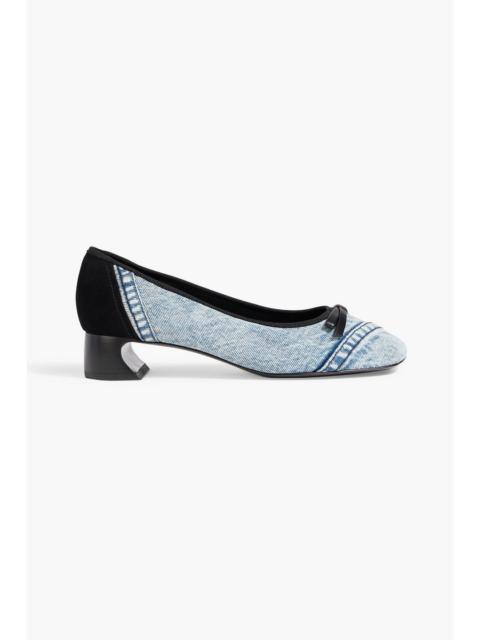 3.1 Phillip Lim ID Soft bow-detailed denim and suede pumps