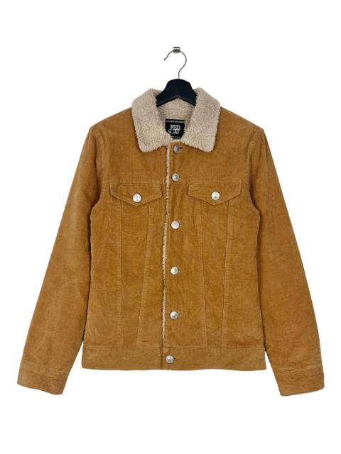 Other Designers Vintage Red Cat Quarter Dollar Button Sherpa Jacket