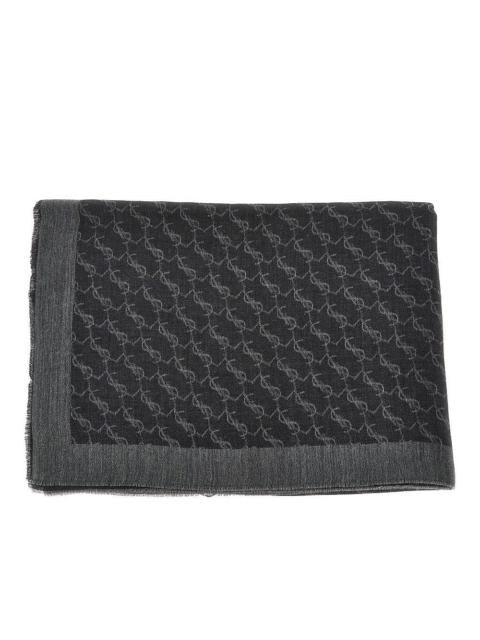 SAINT LAURENT Saint Laurent Cassandre Cashmere Silk Scarf Grey
