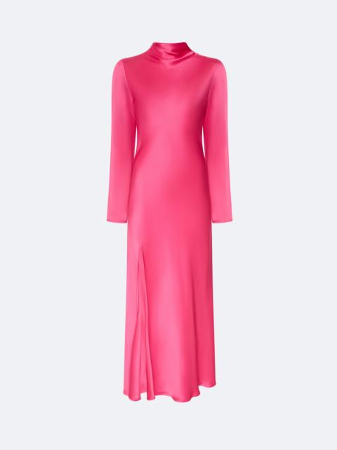 LAPOINTE Satin Draped Neck Bias Dress