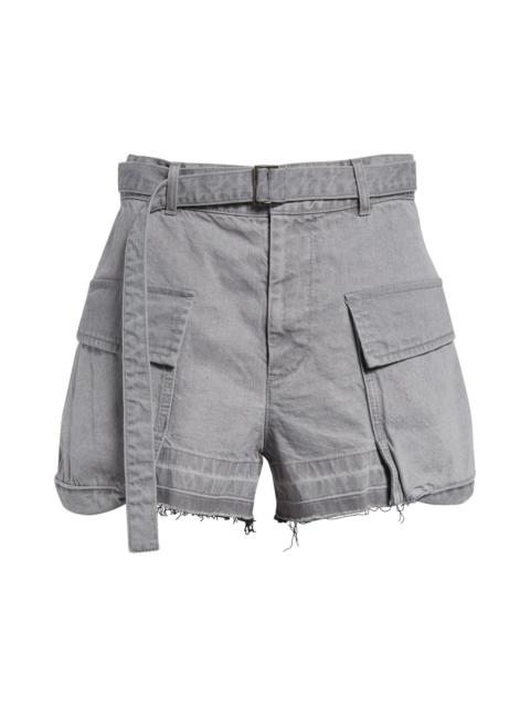 ■sacai■サカイ■Belted Frayed Release Hem Denim Shorts■ Sacai Belted Frayed Release Hem Cargo Denim Shorts | Nordstrom