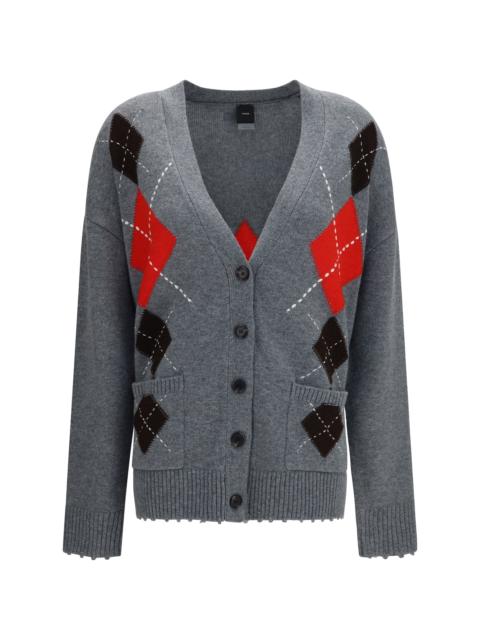PINKO Pinko Bristol Wool Cashmere Diamond Cardigan Grey/Brown