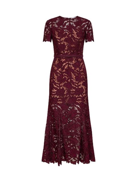 self-portrait SELF PORTRAIT
Burgundy macramé lace belted midi dress