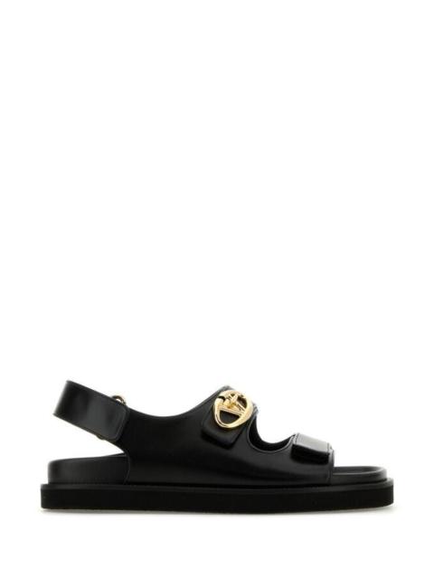 Black leather sandals