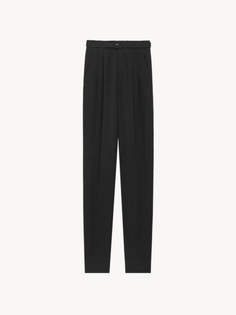 SAINT LAURENT BELTED PANTS IN COTTON POPLIN