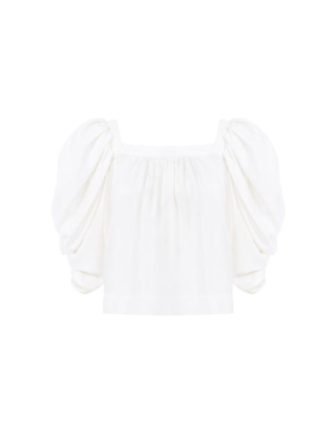Chloé PUFF-SLEEVE PLEATED TOP IN SILK POPLIN