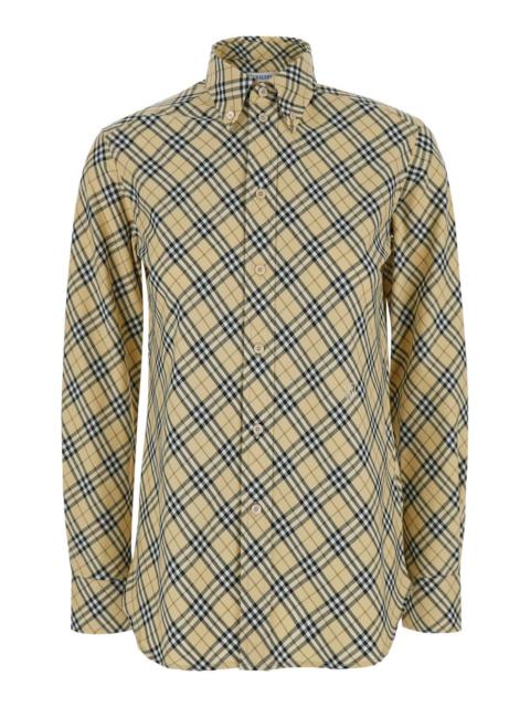 Burberry Women Beige Oversize Shirt With All-Over Check Motiv In Cotton Woman