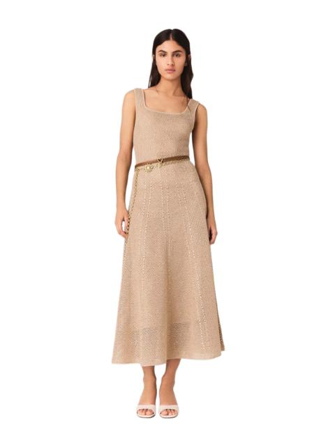 maje maje Rhinestone knit maxi dress in Nude at Nordstrom