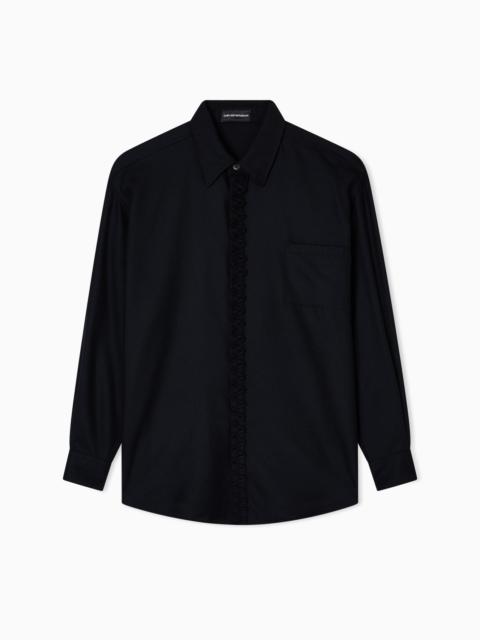 EMPORIO ARMANI VIYELLA WOOL SHIRT WITH ZIG-ZAG EMBELLISHMENT