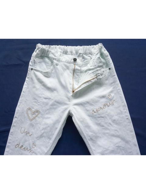 Other Designers Vintage - MASAMI SATOMI Elastic Waist Embroidered White Jeans