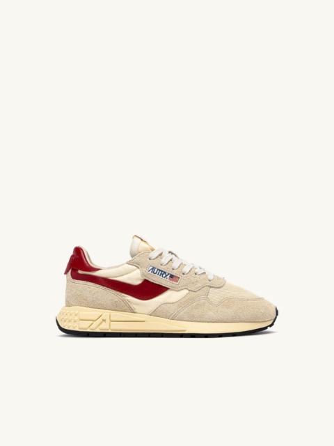 AUTRY REELWIND LOW SNEAKERS IN ECRU AND RED NYLON AND SUEDE