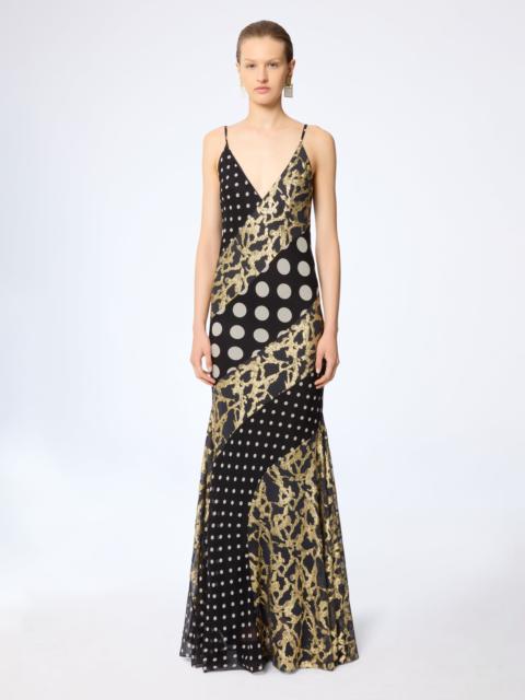 NINA RICCI Marbled Gold Satin Dress