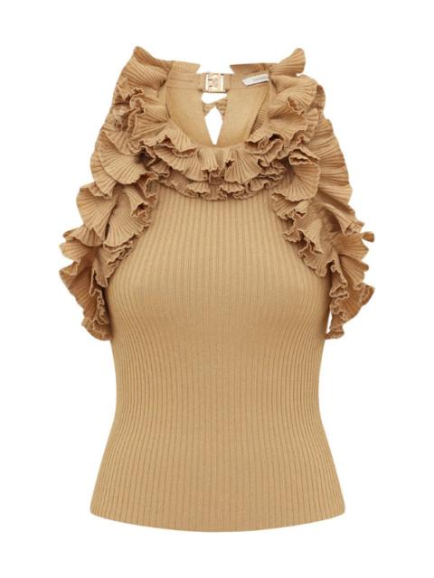 Zimmermann Luna Metallic Ruffle Tank in Metallic Gold