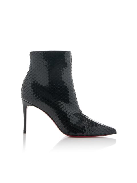 Christian Louboutin So Kate 85mm Croc-Effect Patent Leather Ankle Boots black