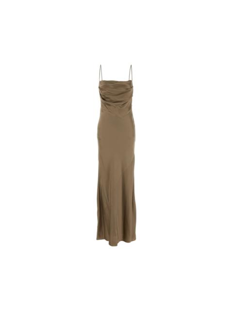 SAINT LAURENT SAINT LAURENT Cappuccino Satin Long Dress New & Authentic (W