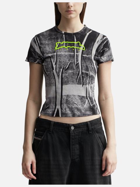 Diesel T-UNCUTIE-LONG-N5 T-SHIRT WITH CREASED PRINT