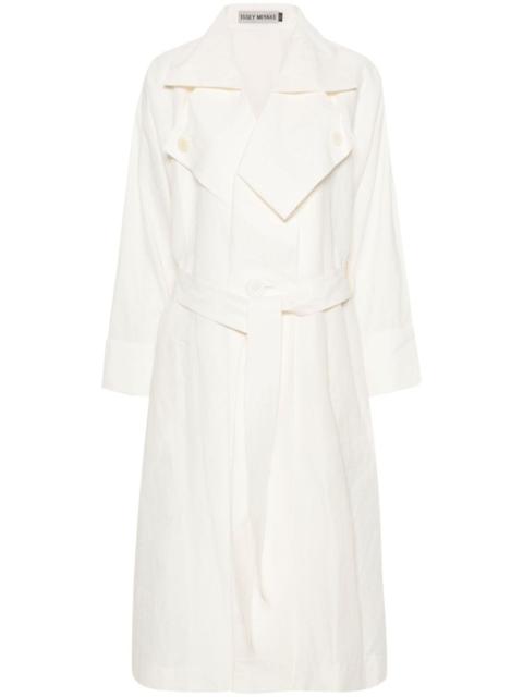Issey Miyake Women Linen Belted Trench Coat