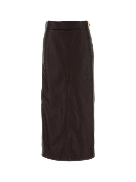 FERRAGAMO Dark Brown Leather Skirt
