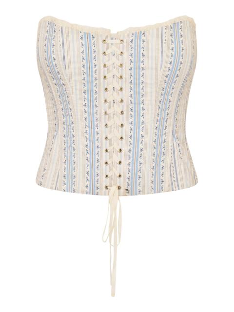 LoveShackFancy Bensen Knit Cotton Bustier light blue