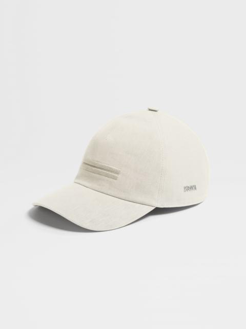 ZEGNA WHITE OASI LINO BASEBALL CAP