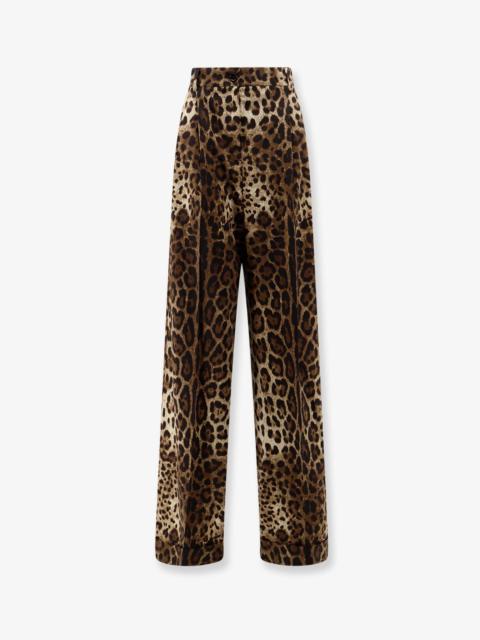 Dolce & Gabbana Dolce & Gabbana Stretch Wool Trousers With Animal Print