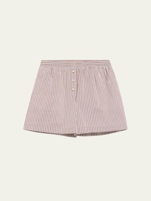 Brunello Cucinelli Striped Crispy Cotton-Silk Pajama Shorts