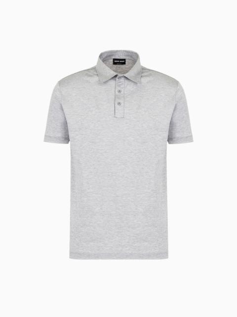 GIORGIO ARMANI Silk and cotton-mélange jersey polo shirt
