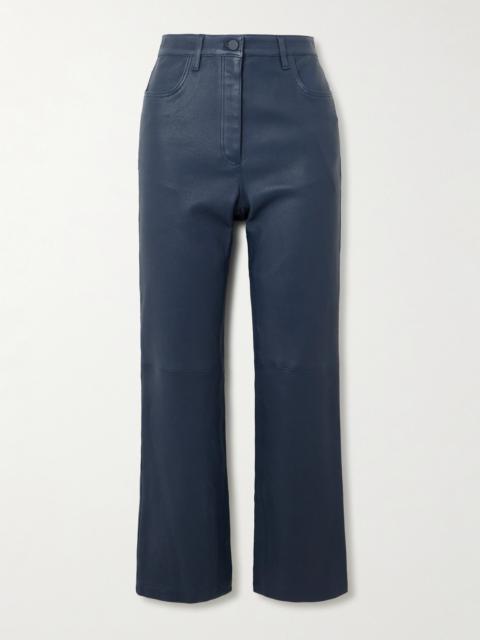 JOSEPH Duke Cropped Leather Flared Pants